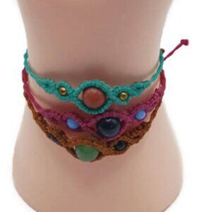 Handmade Bracelet Woven in Macramé Thread with Natural Stones